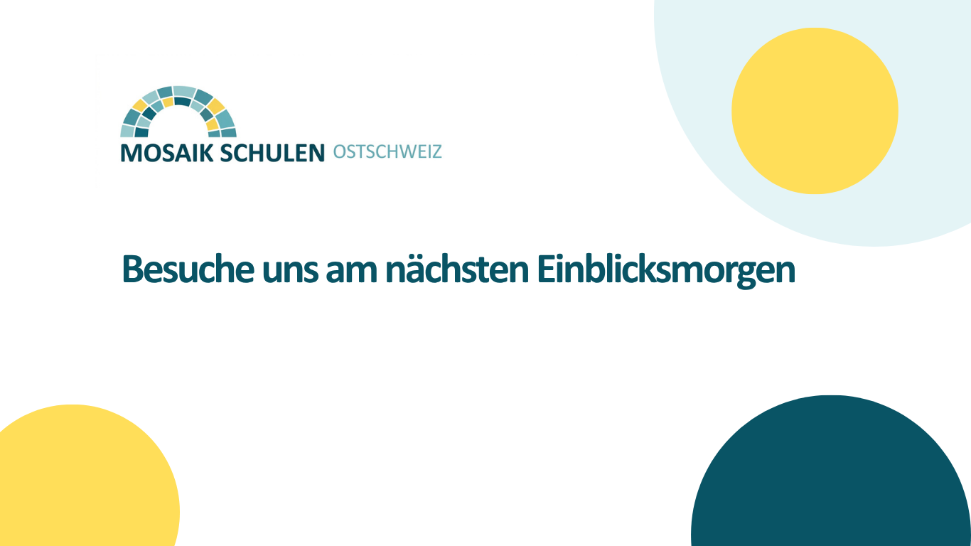 Einblicksmorgen Mosaik Schulen Ostschweiz